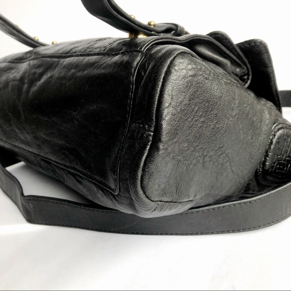 C C Skye Upper Eastside Black Leather Top Handle Embossed Buckle Satchel - Picture 12 of 16